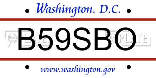 B59SBO District Of Columbia License Plate