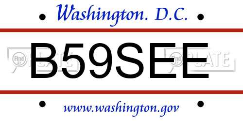 B59SEE District Of Columbia License Plate