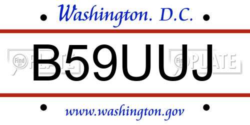 B59UUJ District Of Columbia License Plate