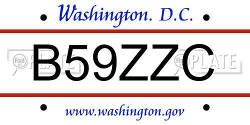 B59ZZC District Of Columbia License Plate
