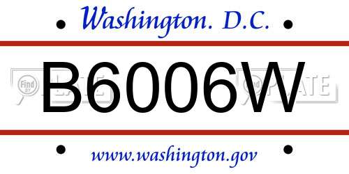 B6006W District Of Columbia License Plate