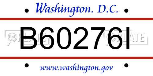 B60276I District Of Columbia License Plate