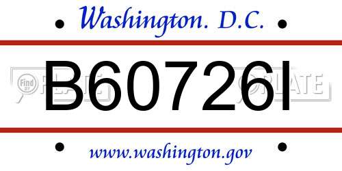 B60726I District Of Columbia License Plate