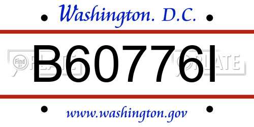 B60776I District Of Columbia License Plate