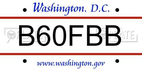 B60FBB District Of Columbia License Plate