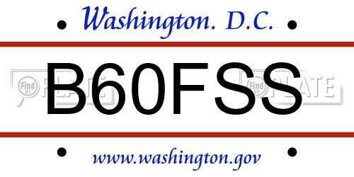 B60FSS District Of Columbia License Plate