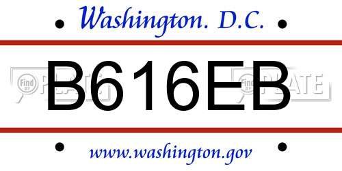 B616EB District Of Columbia License Plate