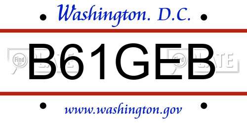 B61GEB District Of Columbia License Plate