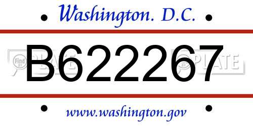 B622267 District Of Columbia License Plate