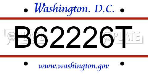 B62226T District Of Columbia License Plate