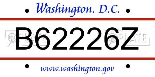 B62226Z District Of Columbia License Plate