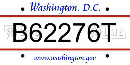 B62276T District Of Columbia License Plate