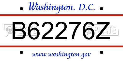 B62276Z District Of Columbia License Plate