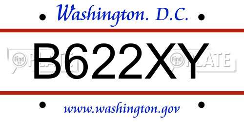 B622XY District Of Columbia License Plate