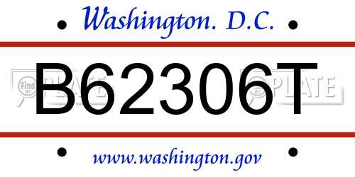 B62306T District Of Columbia License Plate