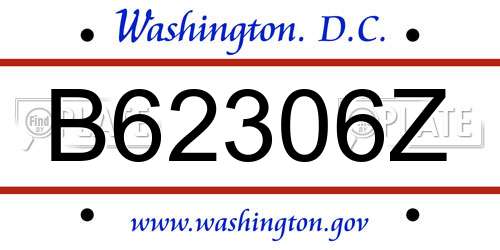 B62306Z District Of Columbia License Plate
