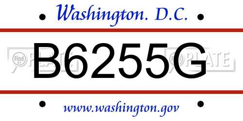 B6255G District Of Columbia License Plate