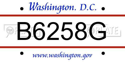 B6258G District Of Columbia License Plate