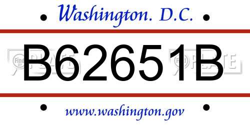 B62651B District Of Columbia License Plate
