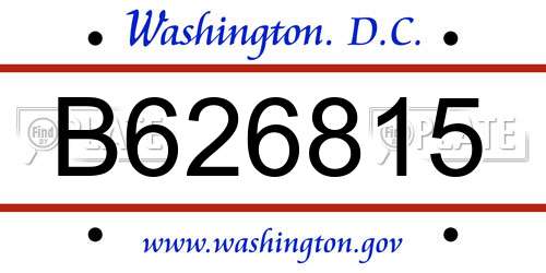B626815 District Of Columbia License Plate