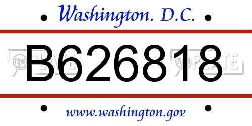 B626818 District Of Columbia License Plate
