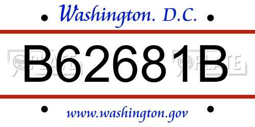 B62681B District Of Columbia License Plate
