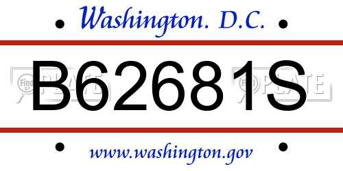 B62681S District Of Columbia License Plate