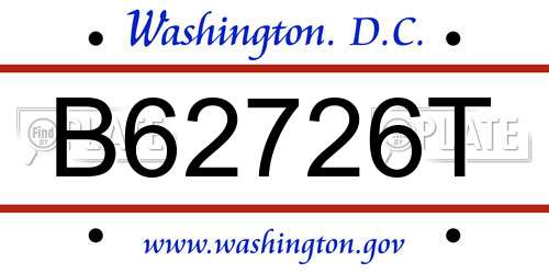 B62726T District Of Columbia License Plate
