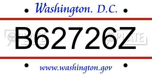 B62726Z District Of Columbia License Plate