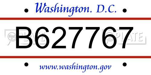 B627767 District Of Columbia License Plate