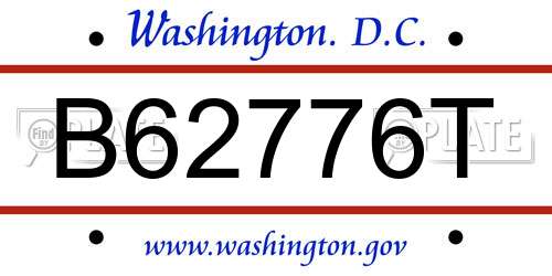 B62776T District Of Columbia License Plate