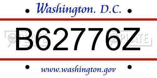 B62776Z District Of Columbia License Plate