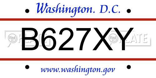 B627XY District Of Columbia License Plate