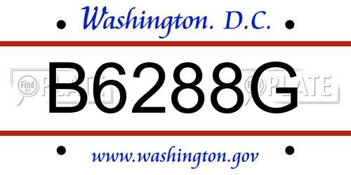 B6288G District Of Columbia License Plate