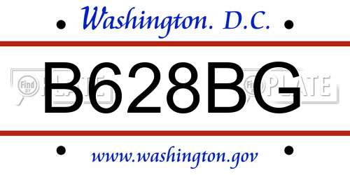 B628BG District Of Columbia License Plate