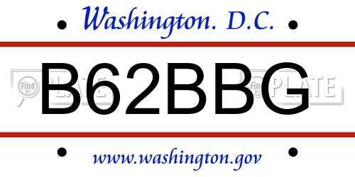 B62BBG District Of Columbia License Plate