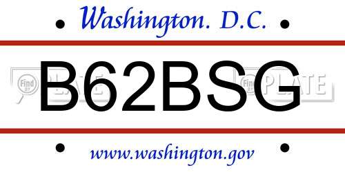 B62BSG District Of Columbia License Plate