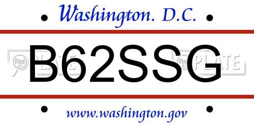 B62SSG District Of Columbia License Plate