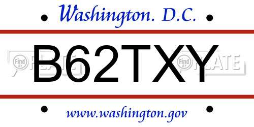B62TXY District Of Columbia License Plate