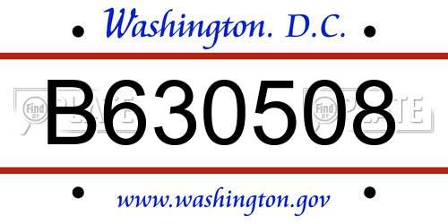 B630508 District Of Columbia License Plate