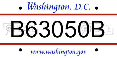 B63050B District Of Columbia License Plate