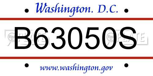 B63050S District Of Columbia License Plate