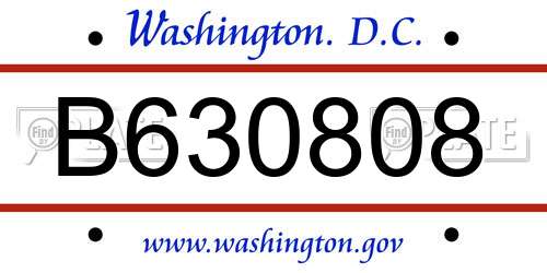 B630808 District Of Columbia License Plate