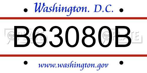 B63080B District Of Columbia License Plate