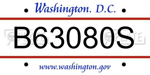 B63080S District Of Columbia License Plate