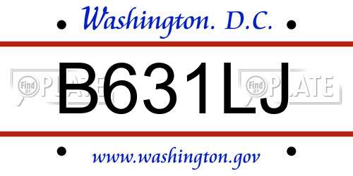 B631LJ District Of Columbia License Plate