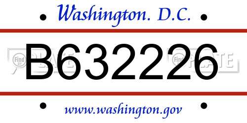B632226 District Of Columbia License Plate