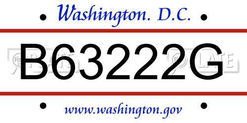 B63222G District Of Columbia License Plate