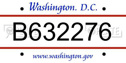 B632276 District Of Columbia License Plate