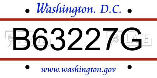 B63227G District Of Columbia License Plate